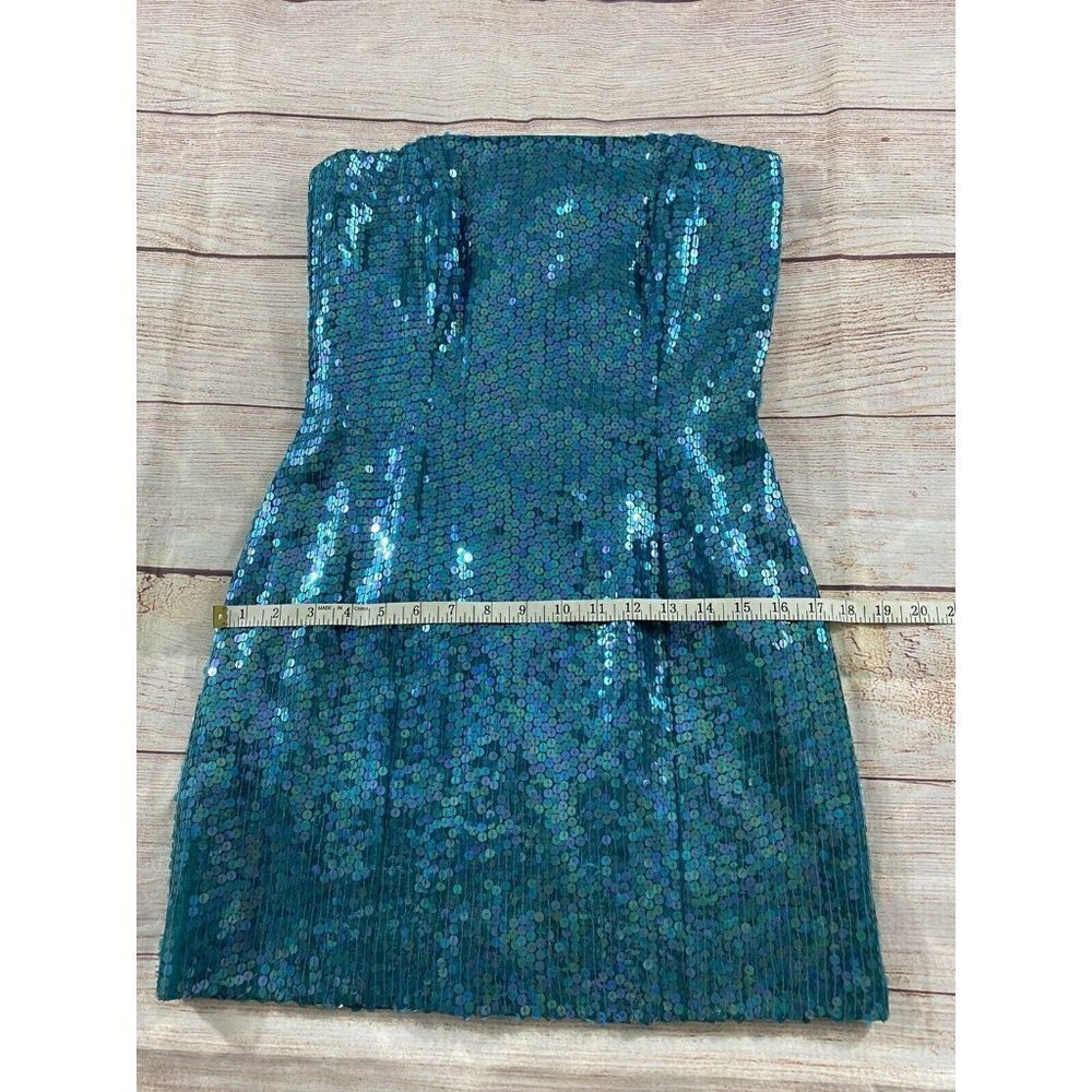 Vintage 1980's Rare Jeanette For St Martin Blue Sequin Strapless Dress - 6 - Picture 6 of 12